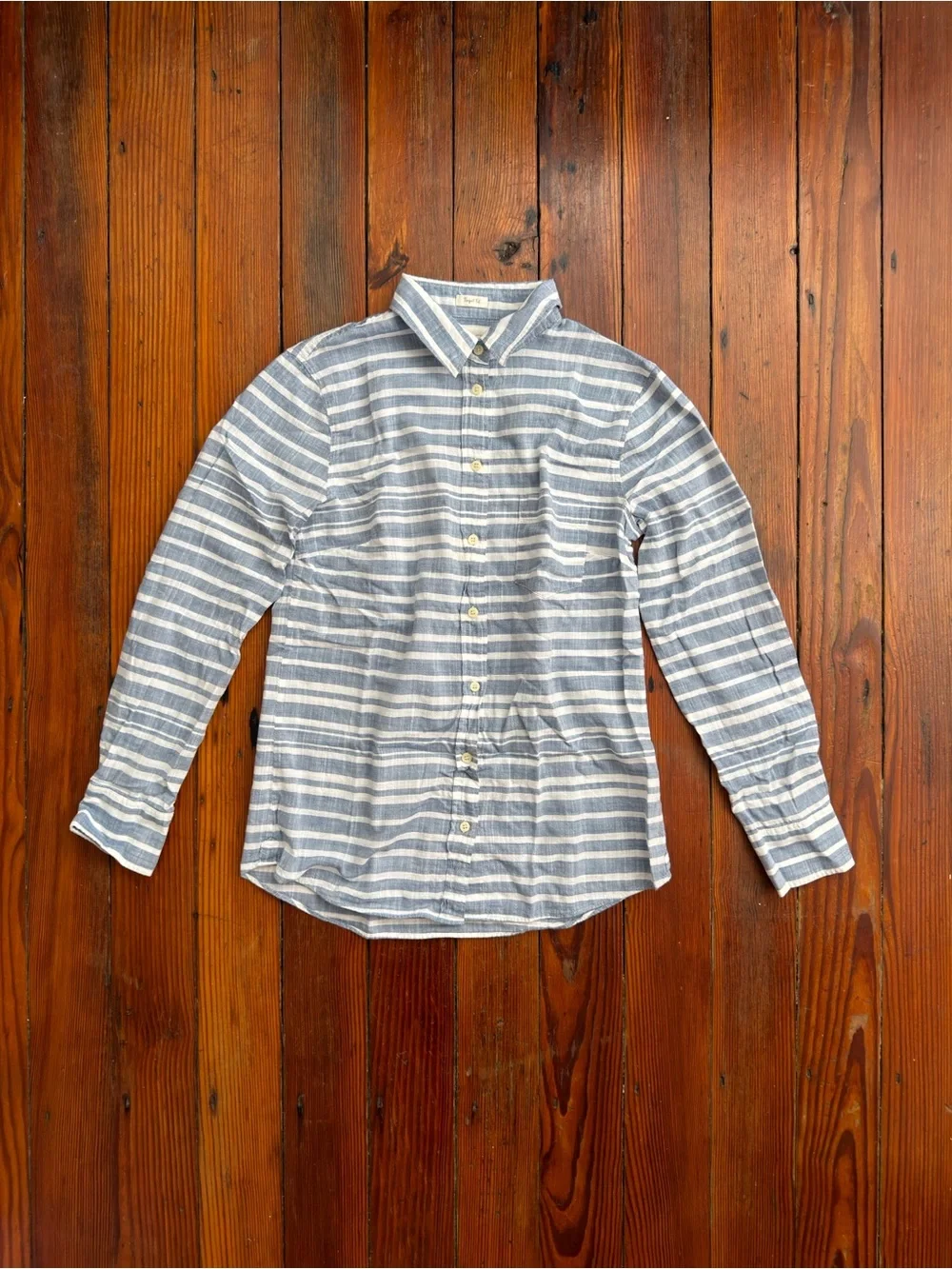 J.Crew Perfect Fit blue striped button up shirt 100% cotton 2017